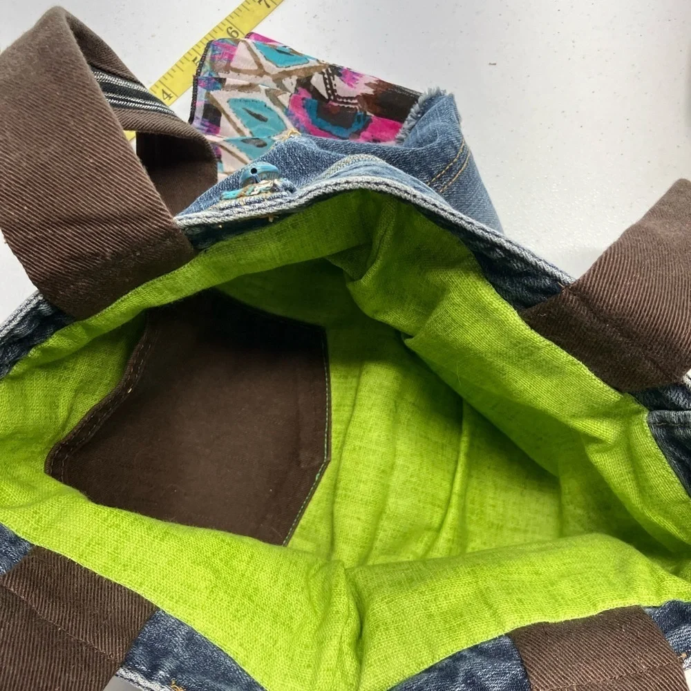 Handmade Upcycled Bag/Tote, Faded Denim, Cotton Lining, Handsewn/One of a Kind